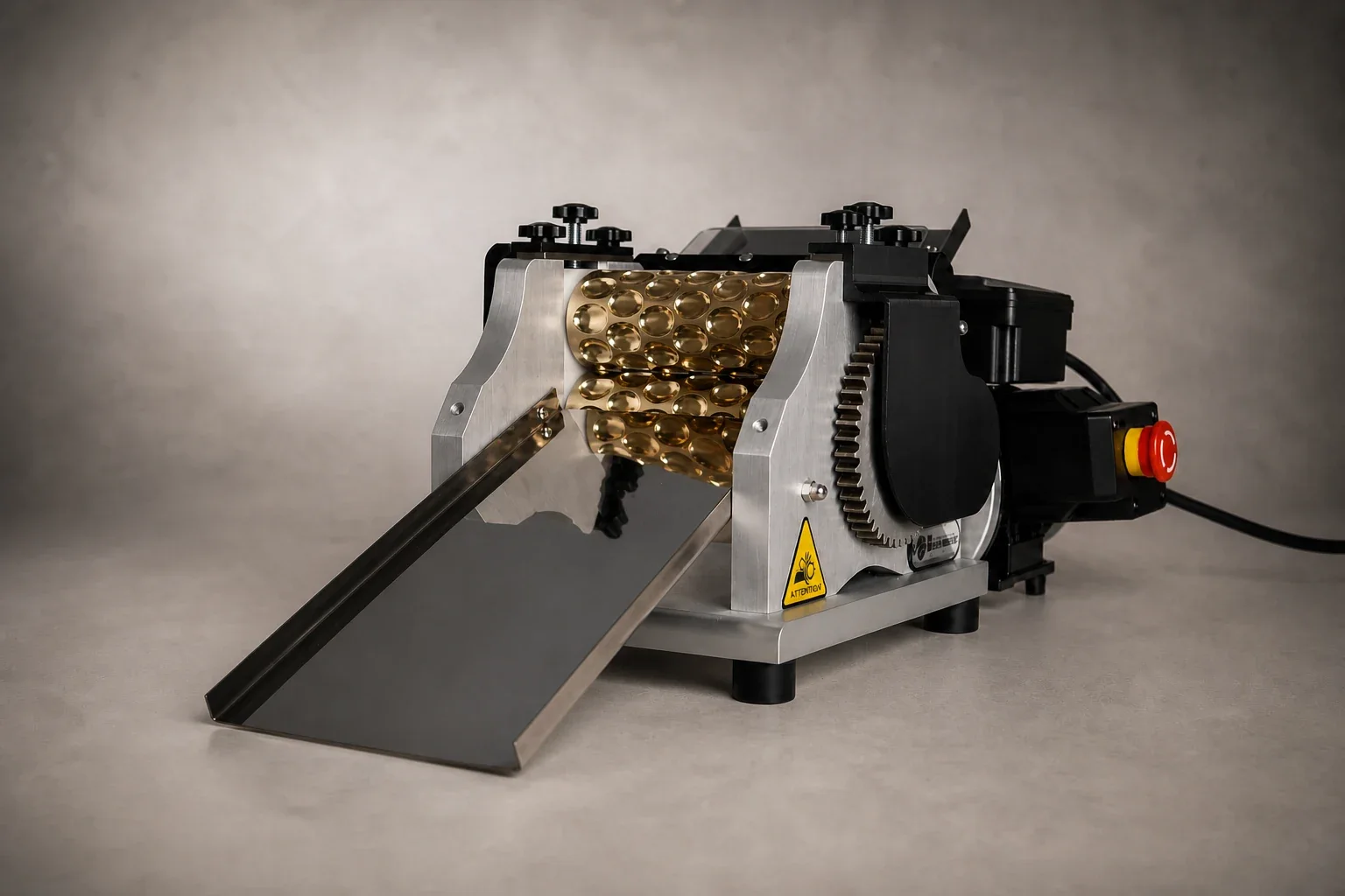 Machine Atelier CAL équipée de rouleaux gravés en bronze