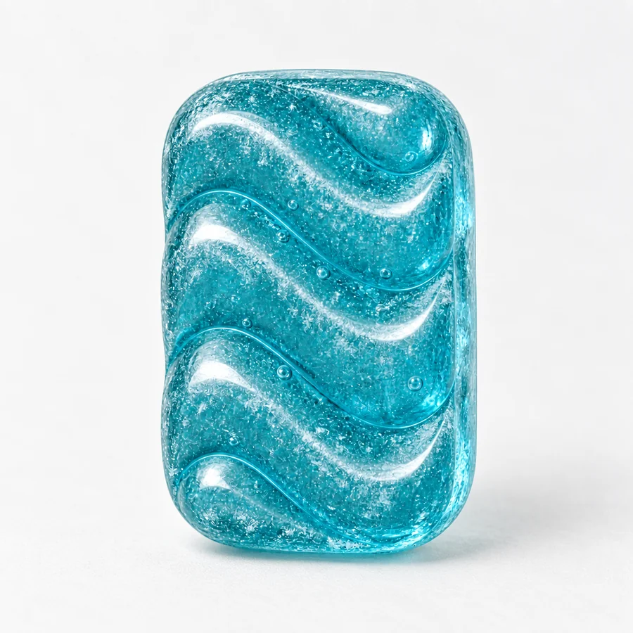 Pavé trois vagues, bonbon bleu turquoise en sucre cuit