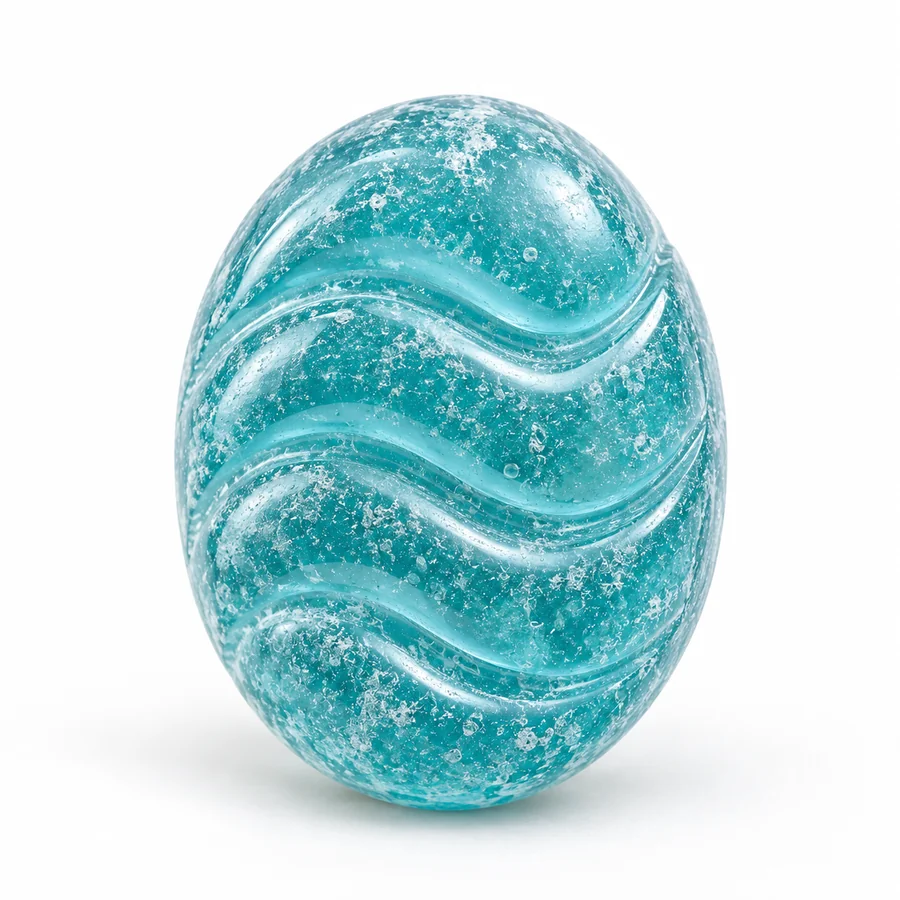 Galet à trois vagues, bonbon bleu clair en sucre cuit