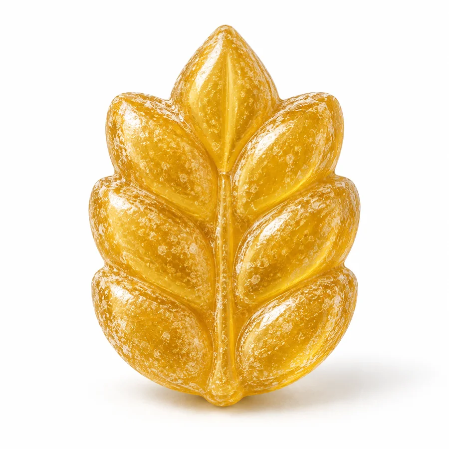 Épi de blé stylisé, bonbon doré en sucre cuit