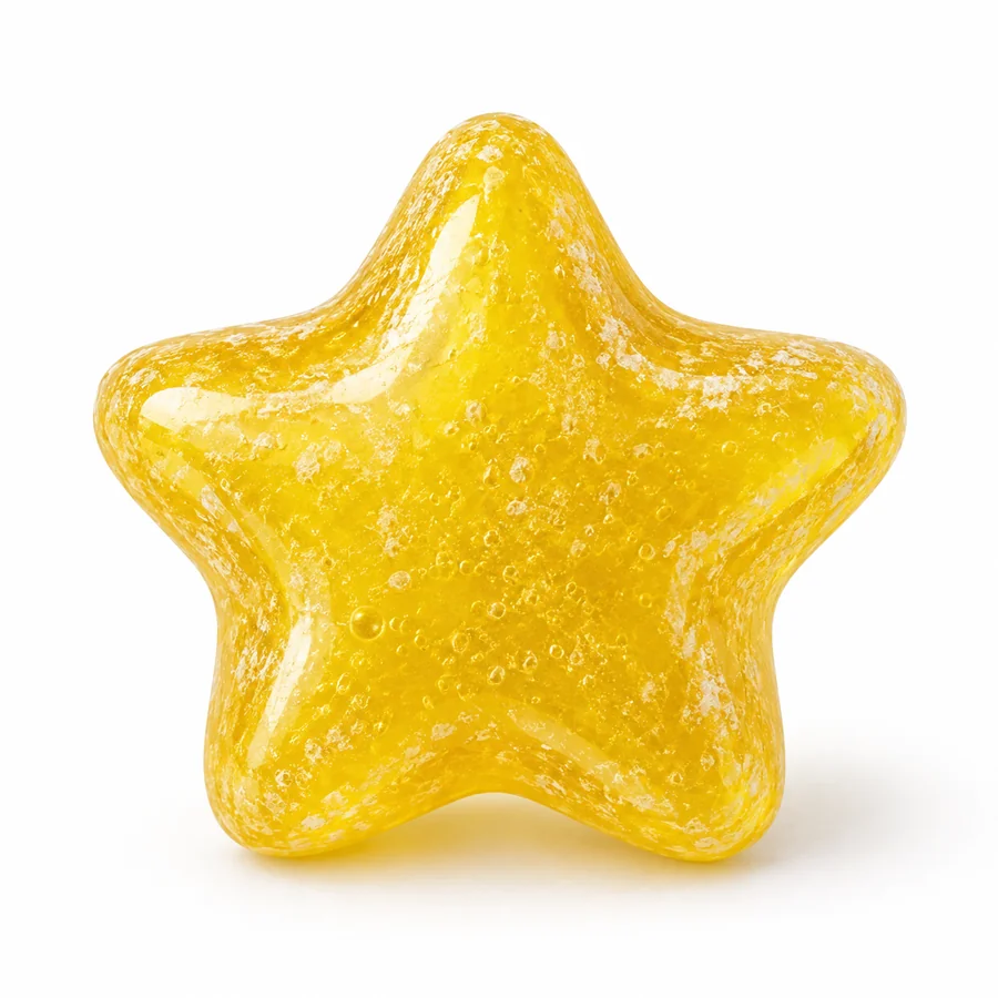 Étoile douce à cinq branches, bonbon jaune en sucre cuit